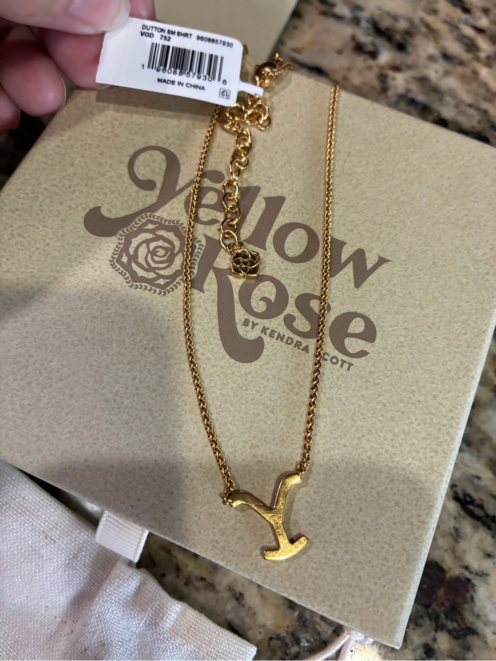 NWT Kendra Scott vintage gold “Y” necklace Dutton Ranch Yellowstone necklace.